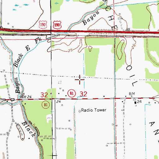 Topographic Map of Fordoche Oil and Gas Field, LA