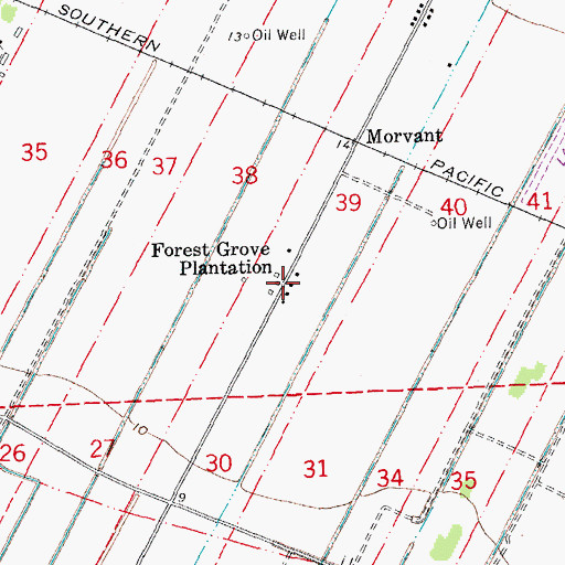 Topographic Map of Forest Grove Plantation, LA