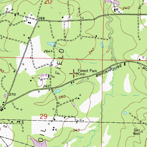 Topographic Map of Forest Park Cemetery, LA