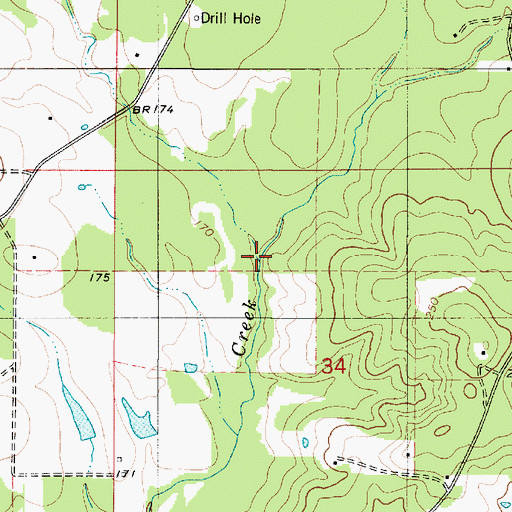 Topographic Map of Forked Pine Branch, LA
