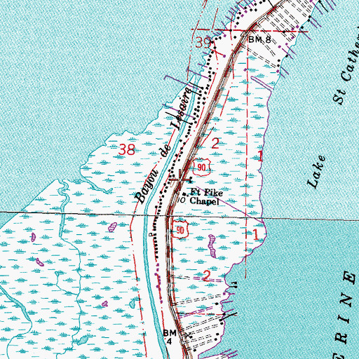 Topographic Map of Fort Pike Chapel, LA