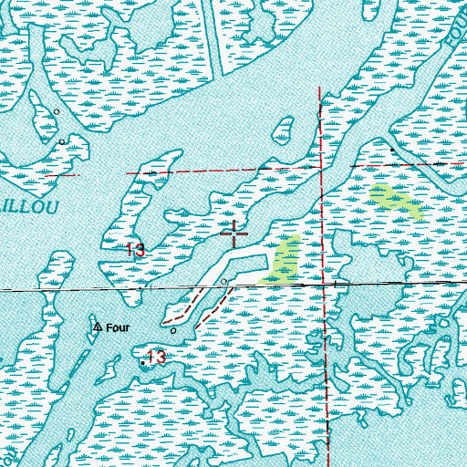 Topographic Map of Four Island Bayou, LA