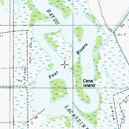 Topographic Map of Four Rivers, LA