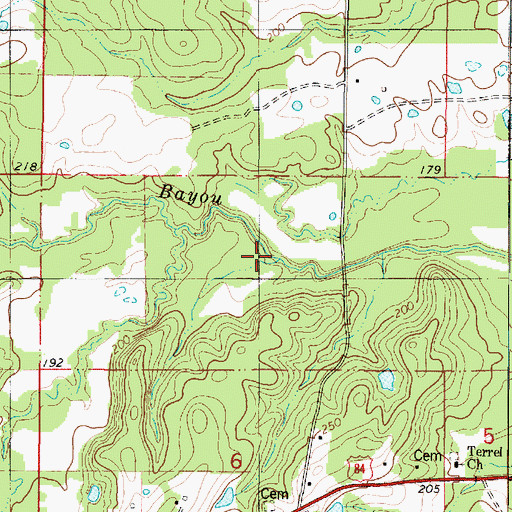 Topographic Map of Fourmile Bayou, LA