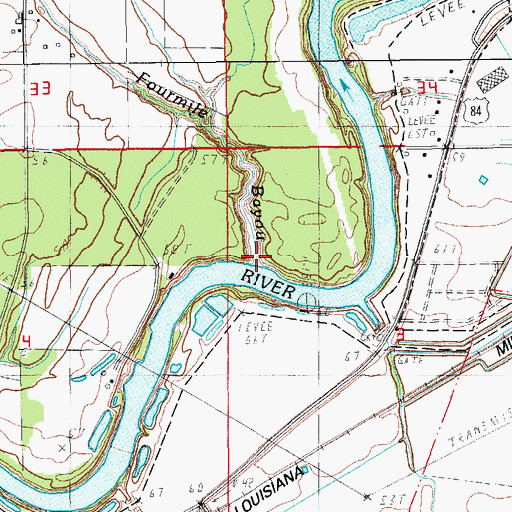 Topographic Map of Fourmile Bayou, LA