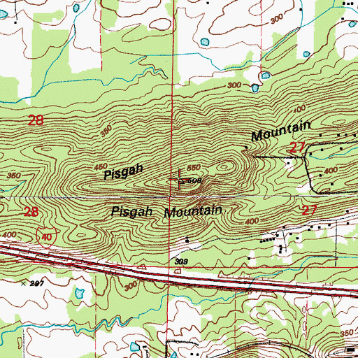 Topographic Map of Pisgah Mountain, AR
