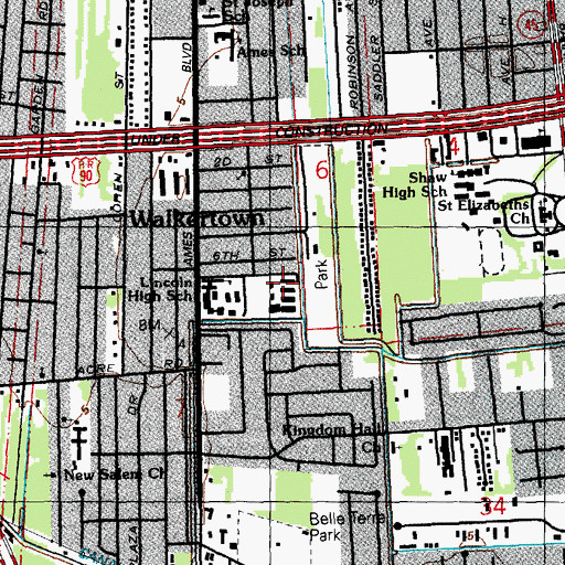 Topographic Map of Fourth Ward School, LA