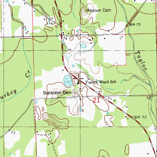 Topographic Map of Fourth Ward School, LA