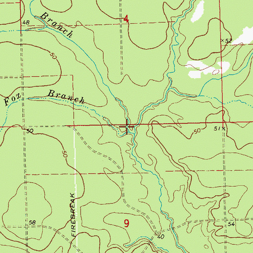 Topographic Map of Fox Branch, LA