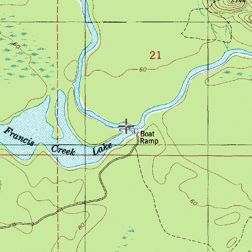 Topographic Map of Francis Creek, LA