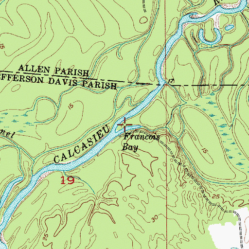 Topographic Map of Francois Bay, LA