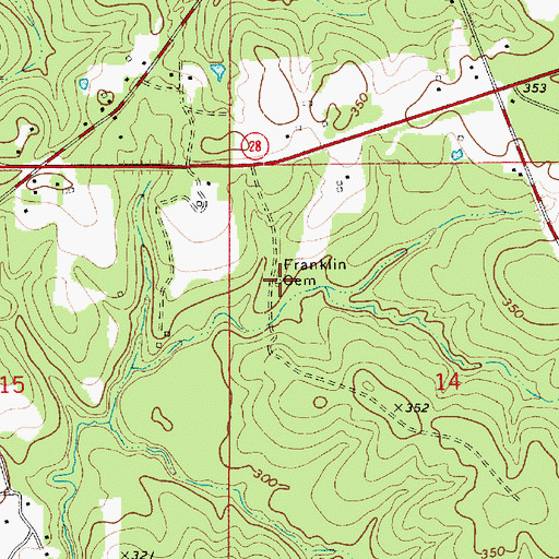 Topographic Map of Franklin Cemetery, LA