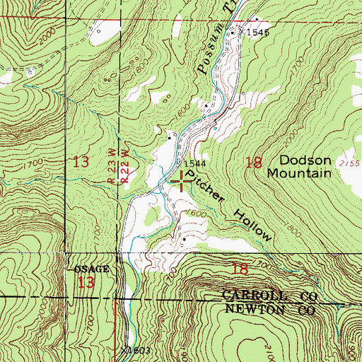 Topographic Map of Pitcher Hollow, AR