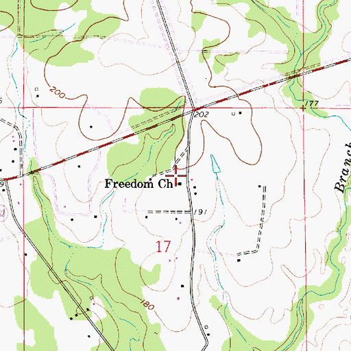 Topographic Map of Freedom Church, LA