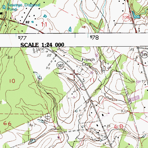 Topographic Map of French Cemetery, LA