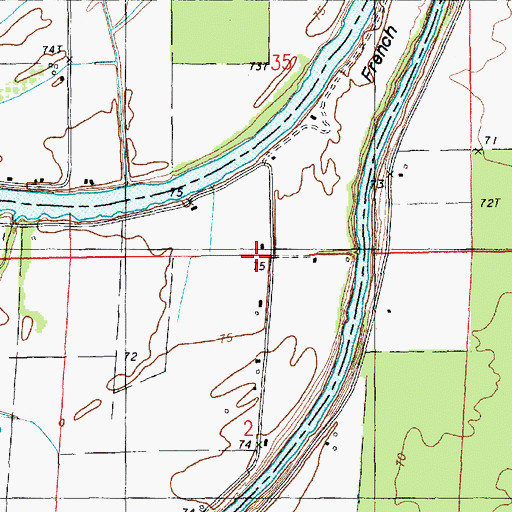 Topographic Map of French Turn Church, LA