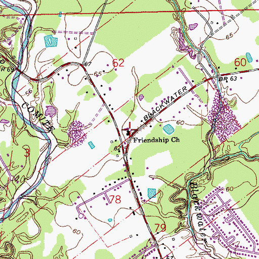 Topographic Map of Friendship Church, LA