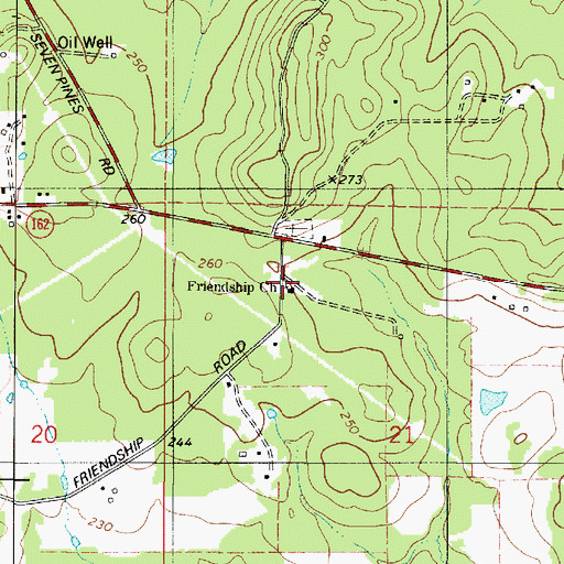 Topographic Map of Friendship Church, LA