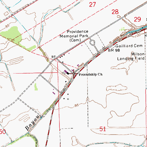 Topographic Map of Friendship Church, LA