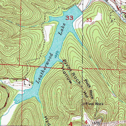 Topographic Map of Pivot Rock Hollow, AR
