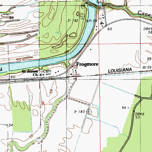 Topographic Map of Frogmore, LA
