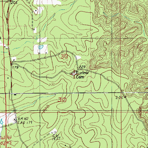 Topographic Map of Furlow Cemetery, LA