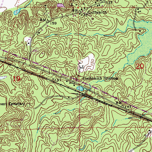 Topographic Map of Galbraith Station, LA