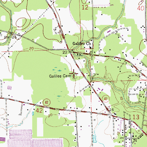 Topographic Map of Galilee Cemetery, LA