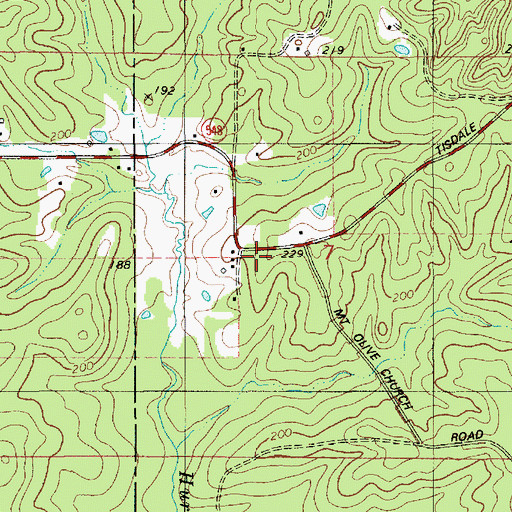 Topographic Map of Galilee Church, LA
