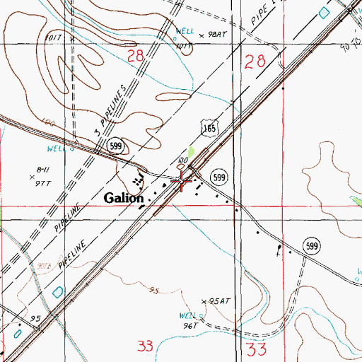 Topographic Map of Galion, LA