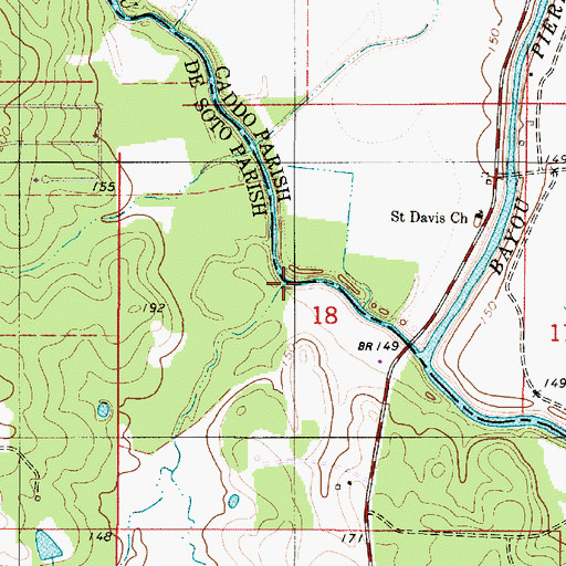 Topographic Map of Gandy Bayou, LA