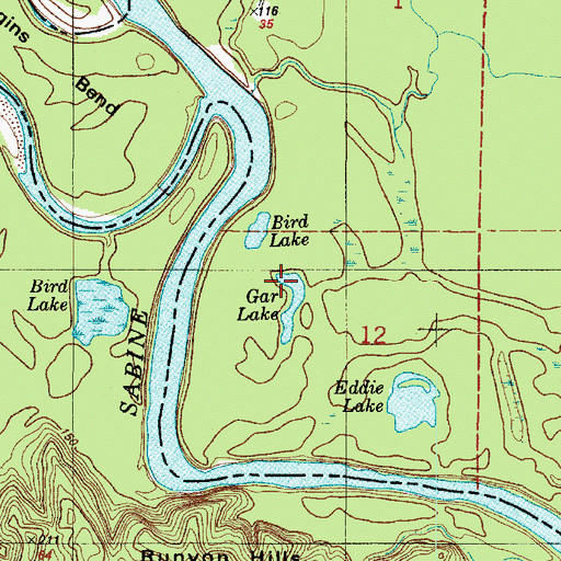 Topographic Map of Gar Lake, LA