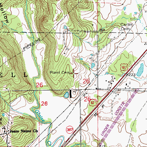 Topographic Map of Plant Cemetery, AR