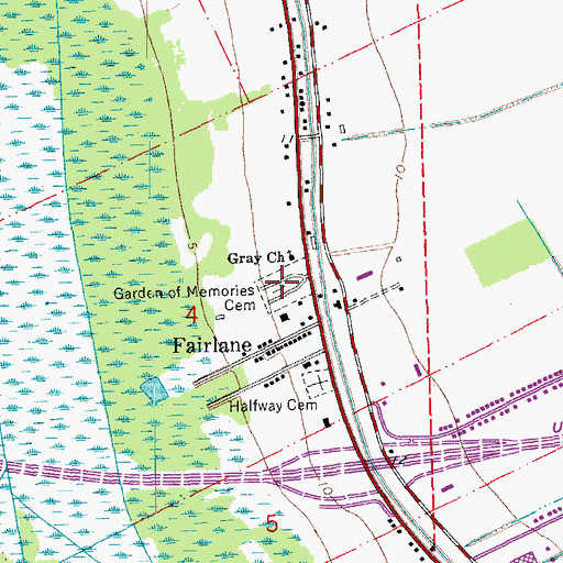 Topographic Map of Garden of Memories Cemetery, LA