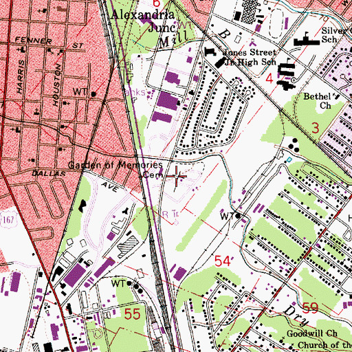 Topographic Map of Garden of Memories Cemetery, LA