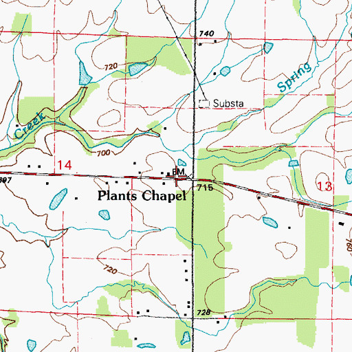 Topographic Map of Plants Chapel, AR