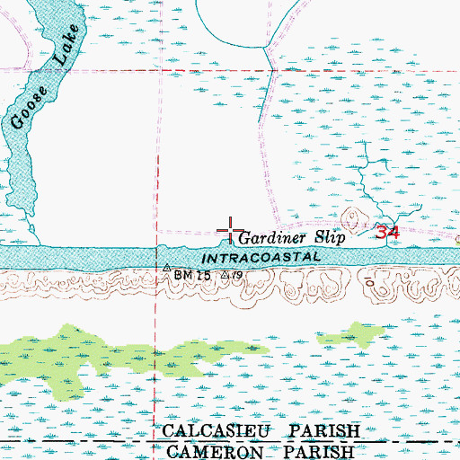 Topographic Map of Gardiner Slip, LA