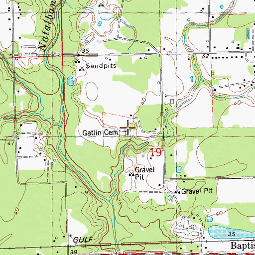 Topographic Map of Gatlin Cemetery, LA