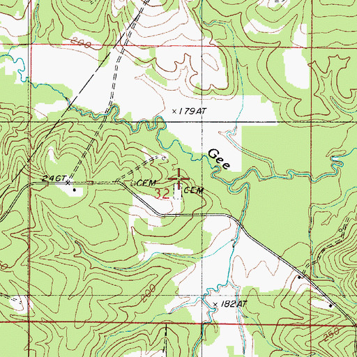Topographic Map of G Cemetery, LA