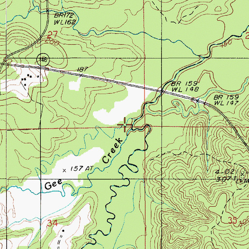 Topographic Map of Gee Creek, LA