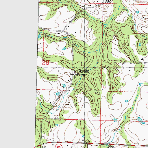 Topographic Map of Gerald Cemetery, LA