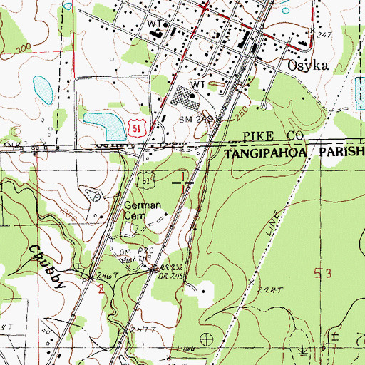 Topographic Map of German Cemetery, LA
