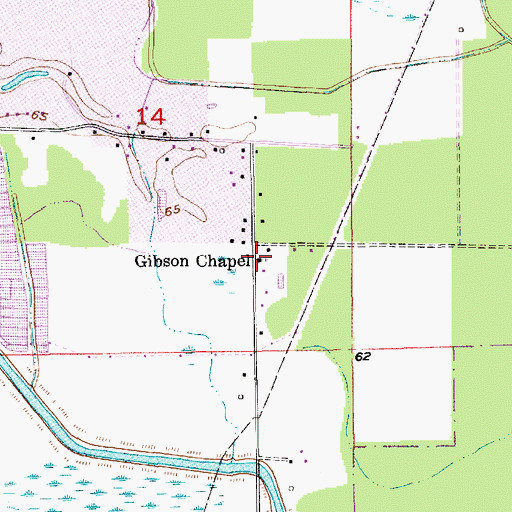 Topographic Map of Gibson Chapel, LA