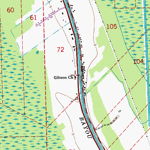 Topographic Map of Gibson Church, LA
