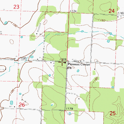 Topographic Map of Pleasant Center Church, AR