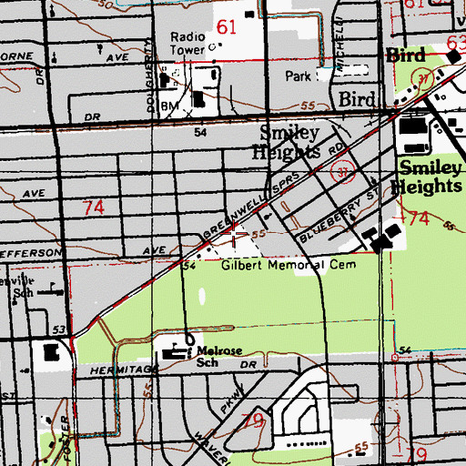 Topographic Map of Gilbert Memorial Cemetery, LA