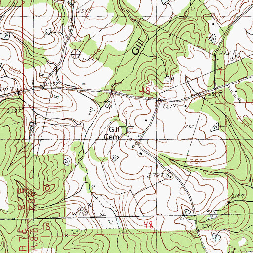 Topographic Map of Gill Cemetery, LA