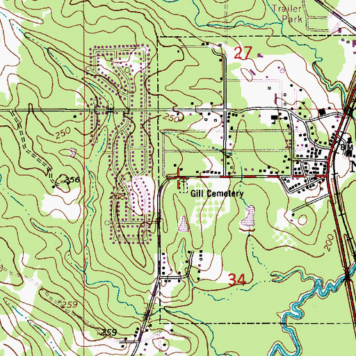Topographic Map of Gill Cemetery, LA