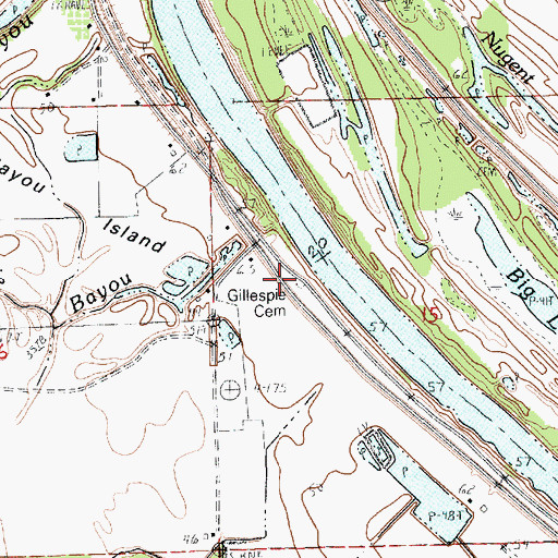Topographic Map of Gillespie Cemetery, LA