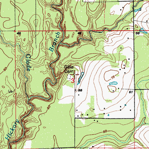 Topographic Map of Gillie Cemetery, LA